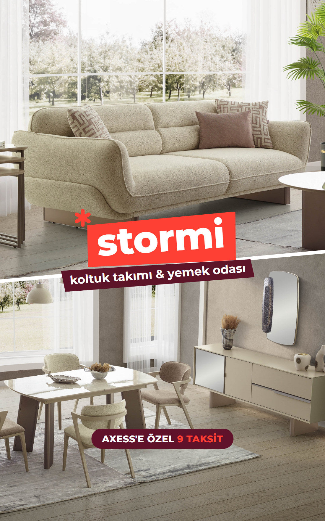 Stormi koltuk takımı ve yemek odası - Axess'e özel 9 taksit